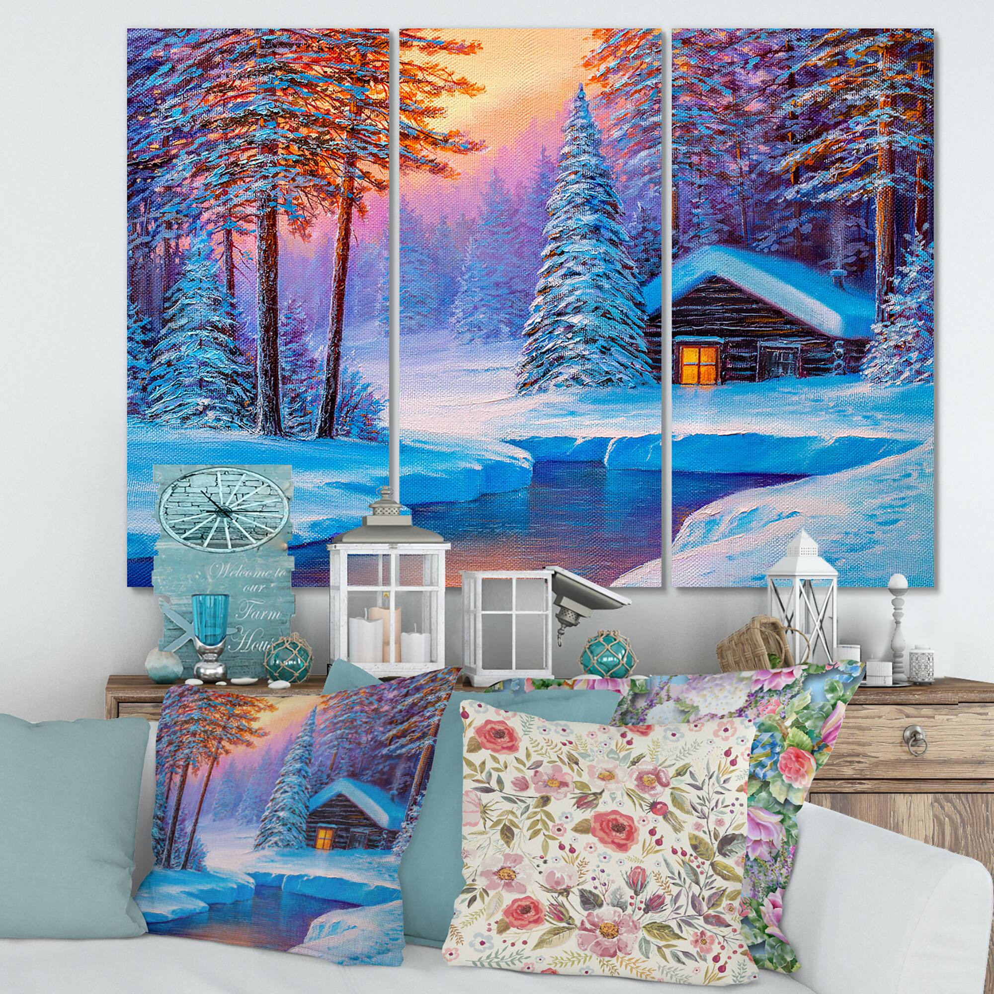 Designart - Old Cabin In Winter Forest I